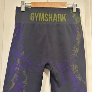 🦈🦈💜 Gymshark Black & Violet Compression Pilates Lifting Running Leggings 💜🦈🦈